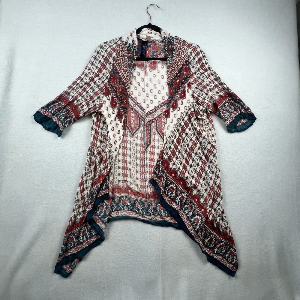 Blue Rain Kimono Womens Medium Open Front Bohemian Festival Gypsy Beach